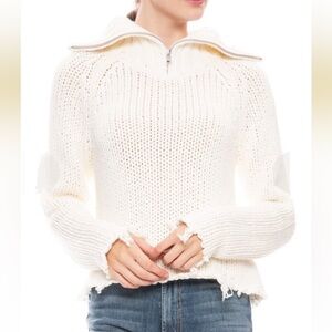 RtA Dom Half Zip Sweater in White
